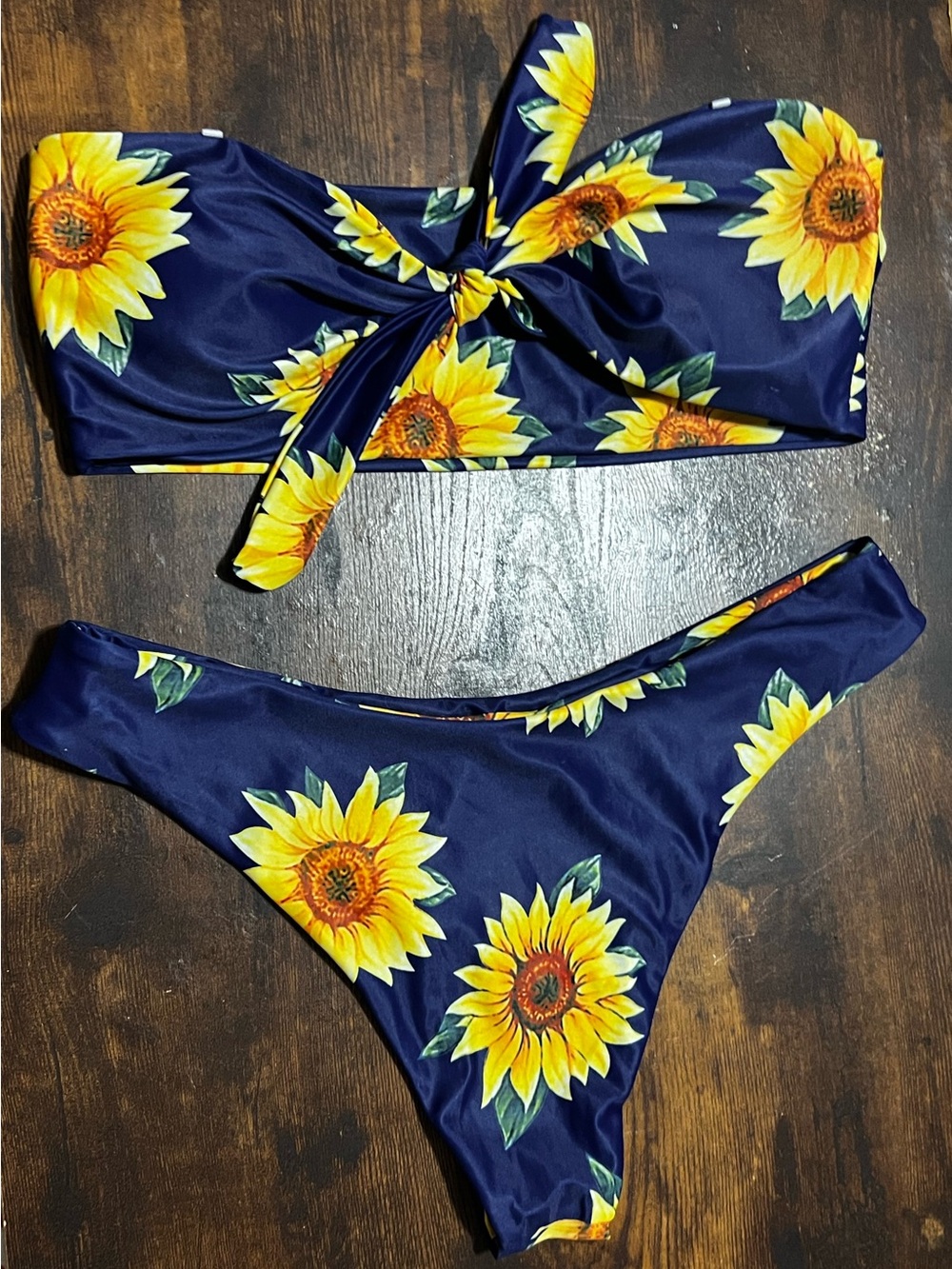Navy Sunflower Bandeau Bikini Set 29.5